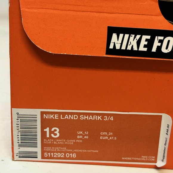 Nike Football Cleats Land Shark 3/4 Black Red 511292-016 Size 13 - Picture 7 of 7